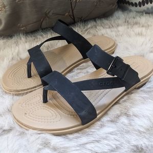 Size 9 Crocs black strappy sandles